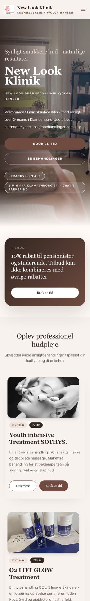New Look Skønhedsklinik vist på mobil