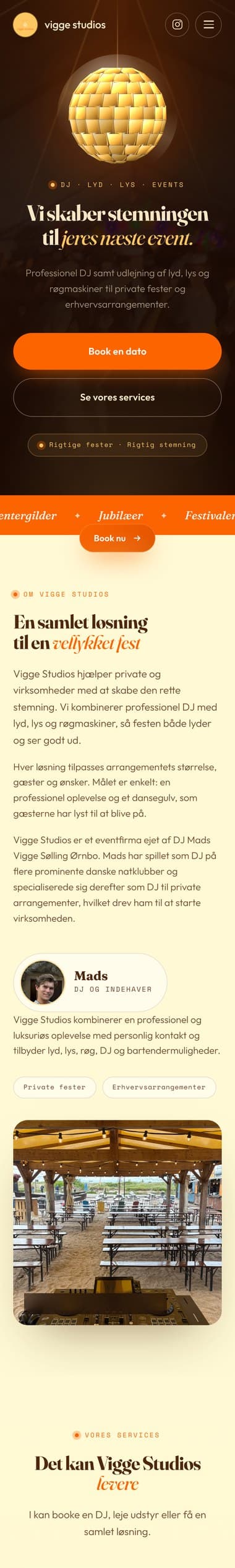 Vigge Studios vist på mobil