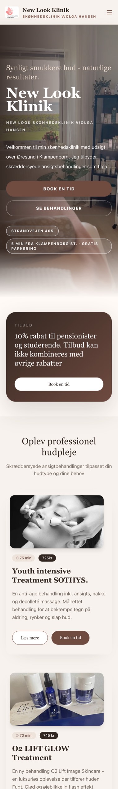 New Look Skønhedsklinik vist på mobil