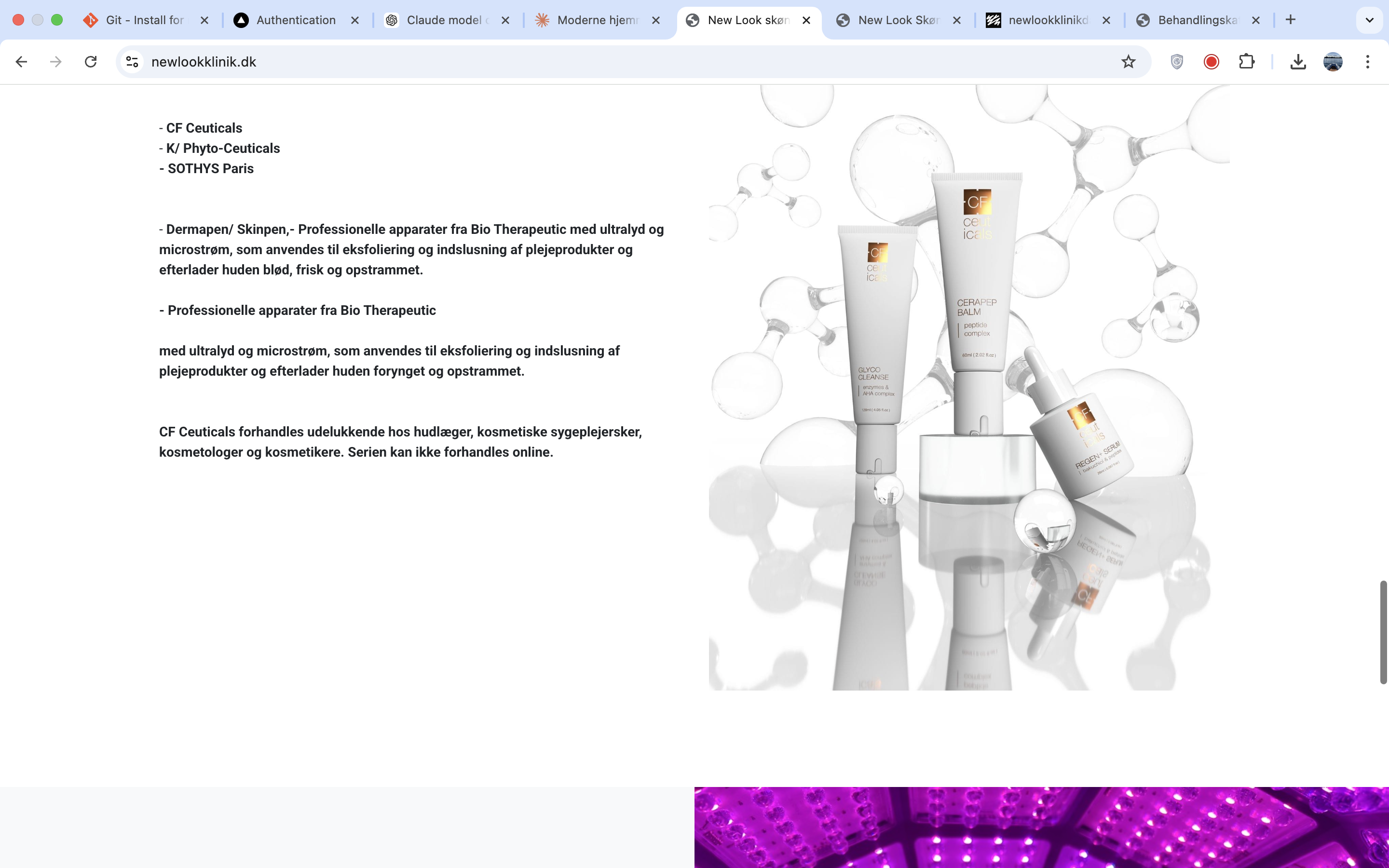 Før-visualisering af den gamle New Look hjemmeside