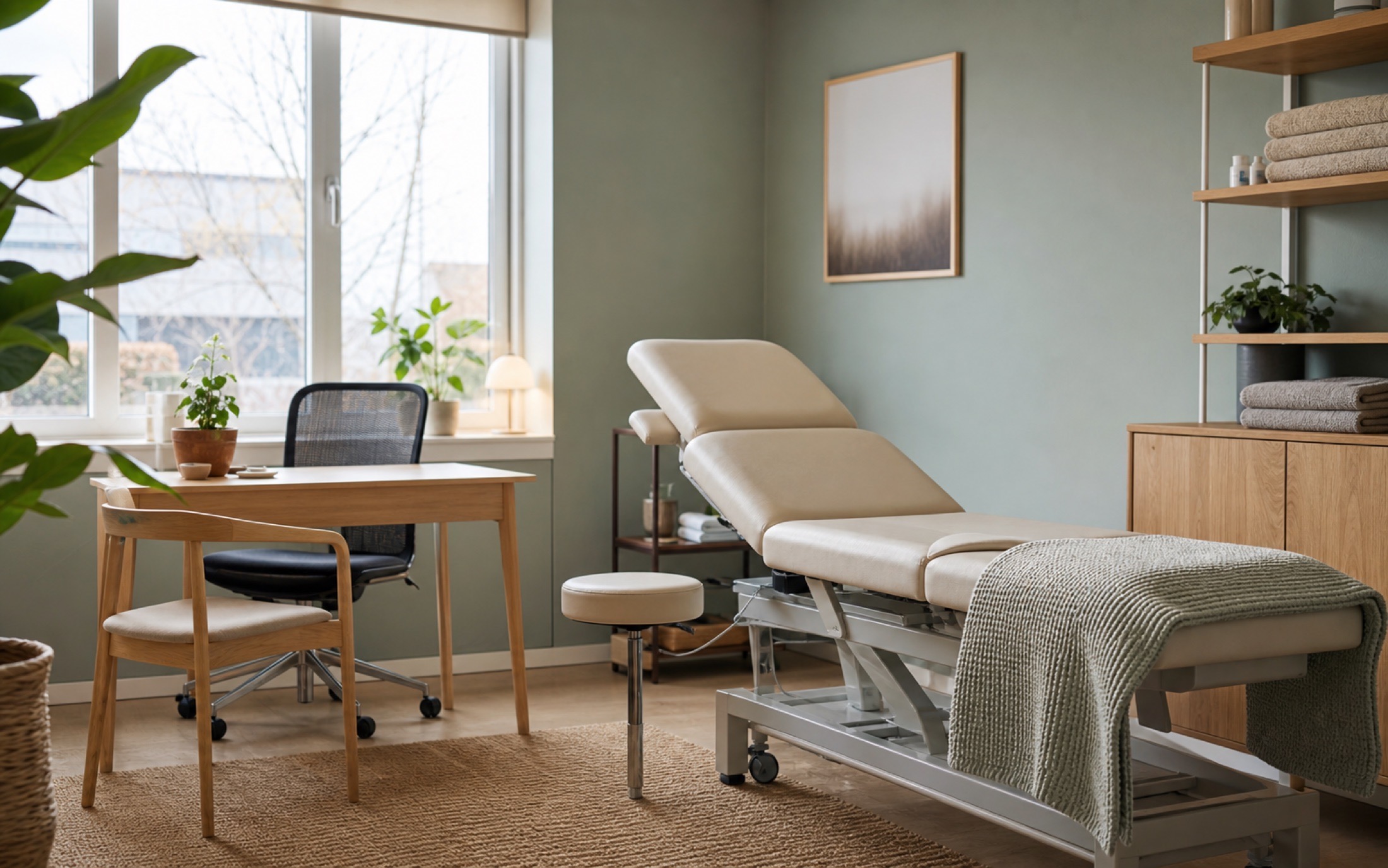 Fiktivt website-preview til head spa med rolige behandlingsrum, gavekort og booking